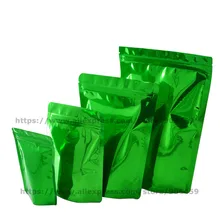 100 шт. зеленый вертикальный алюминиевый Фольга Zip-пакет самозапечатывающийся рециркулирует закуска для кофе-брейка чайные конфеты упаковка для печенья мешок