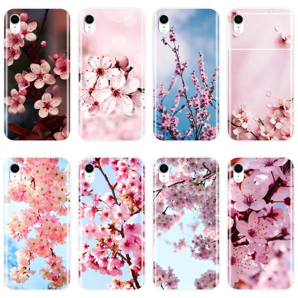 

For Apple iPhone X XR XS MAX 8 7 6S 6 S Phone Case Silicone Pink Flower Sakura Soft Back Cover For iPhone 6 S 6S 7 8 Plus Case