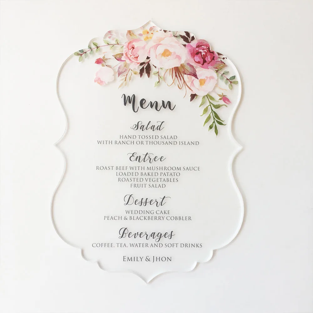  Customized 25 Sets Per Lot Rustic Watercolor Style 5x7inch Frosted Acrylic Wedding Invitation Cards - 32864168950