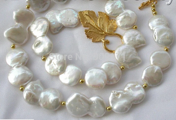 

Free Shipping>> stunning big 30mm baroque white keshi reborn freshwater pearl necklace