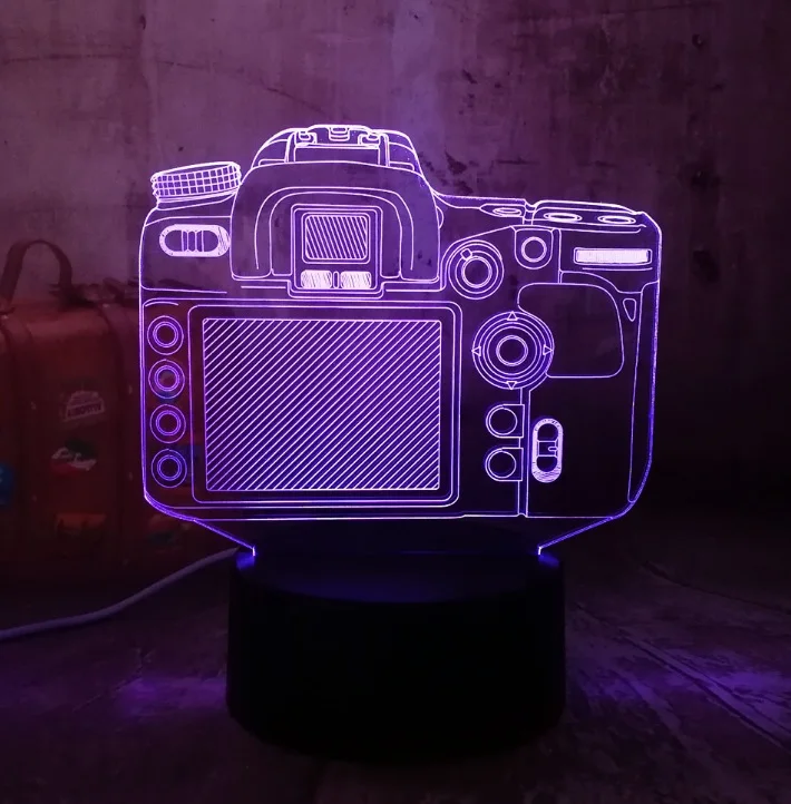 Camera 3 Новинка 3 дизайн камера светодиодный 3d-ночник 7 цветов изменить сенсорный пульт дистанционного управления настольная лампа детские игрушки Рождественский подарок фотограф домашний декор - Испускаемый цвет: Camera 3