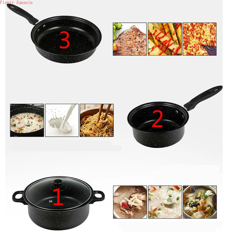 3 в 1 набор, набор, пшеничный рис, камень, суп, кастрюля, сковорода, молочные горшки, антипригарные кухонные инструменты для приготовления пищи и s кухонная посуда