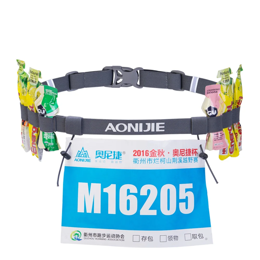 AONIJIE  	AONIJIE NEW Men Women Unisex Triathlon Marathon Race Belt With Gel Holder Running Number Belt Running Outdoor Sports