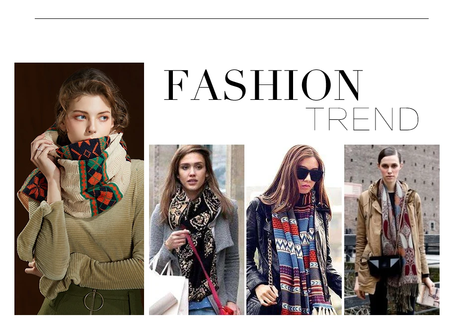 Winter Women Scarf 2019 New Bohemian Style Wool Knit Thick Scarves Female Flower Shawls Warmer Women's Scarves Warm Ladies Scarf (3)