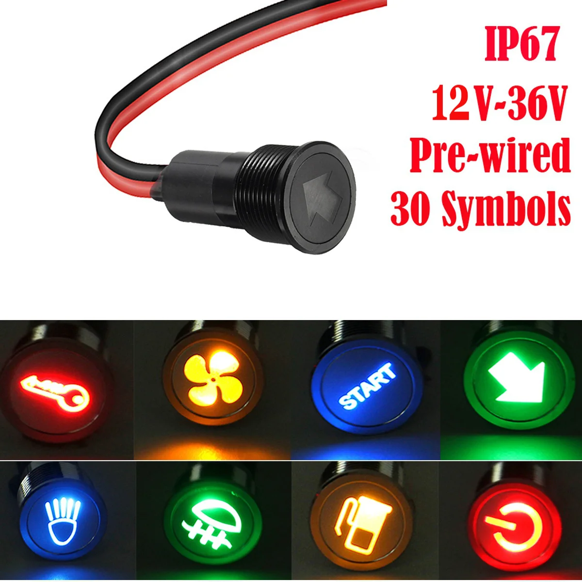 1x Turn Signal Lamp Universal 12V 24V 36V 14mm Waterproof LED Panel