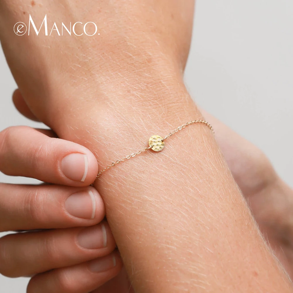 e Manco Gold Circle Bracelets 925 Silver Cylinder Trendy Charm Bracelet
