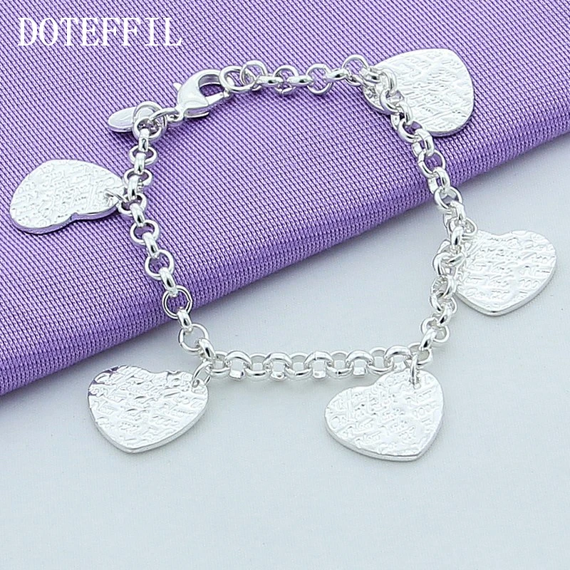 

Brand New Tag 925 Silver Color Heart Bracelet Bangle Fashion Jewelry For Women 925 Silver Color Bracelet Jewelry
