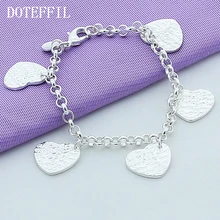Brand New Tag 925 Silver Heart Bracelet/Bangle. Fashion Jewelry For Women 925 Sterling Silver Bracelet chic silver heart wing bracelet for women