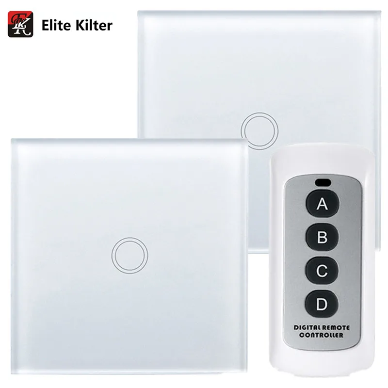 

Elite Kilter 1 Gang 2 Ways Touch Switch Crystal Glass Switch Panel Single FireWire EU/UK Standard