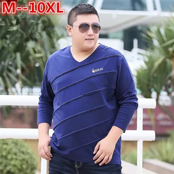 

Plus size 10XL 8XL 6XL 2018 New fashion casual fitness slim men's long sleeved T-shirt stripe striped sleeve t shirt men batman