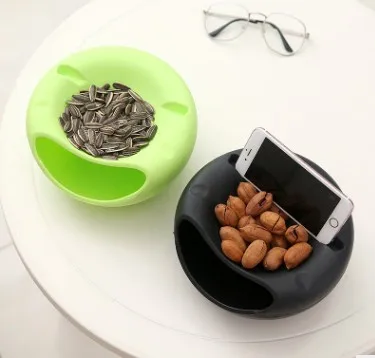 

Multifunctional Food Snack Storage Box Double Deck Round Plastic Desktop Garbage Storage Case Organizer Cell Phone Holder