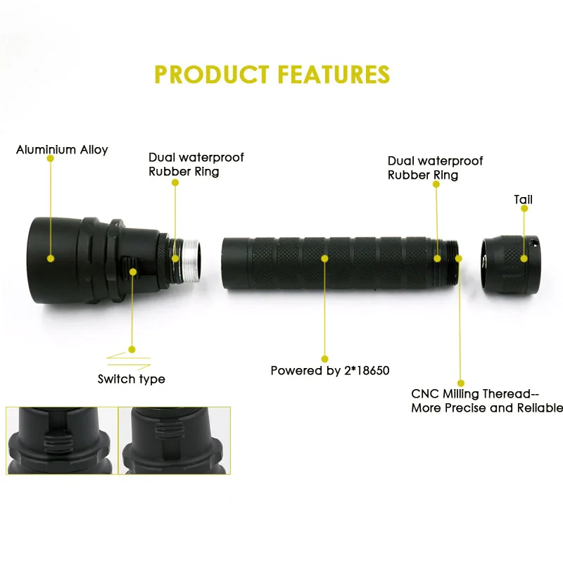 3xCREE XM-L2 LED Diving Flashlight (4)