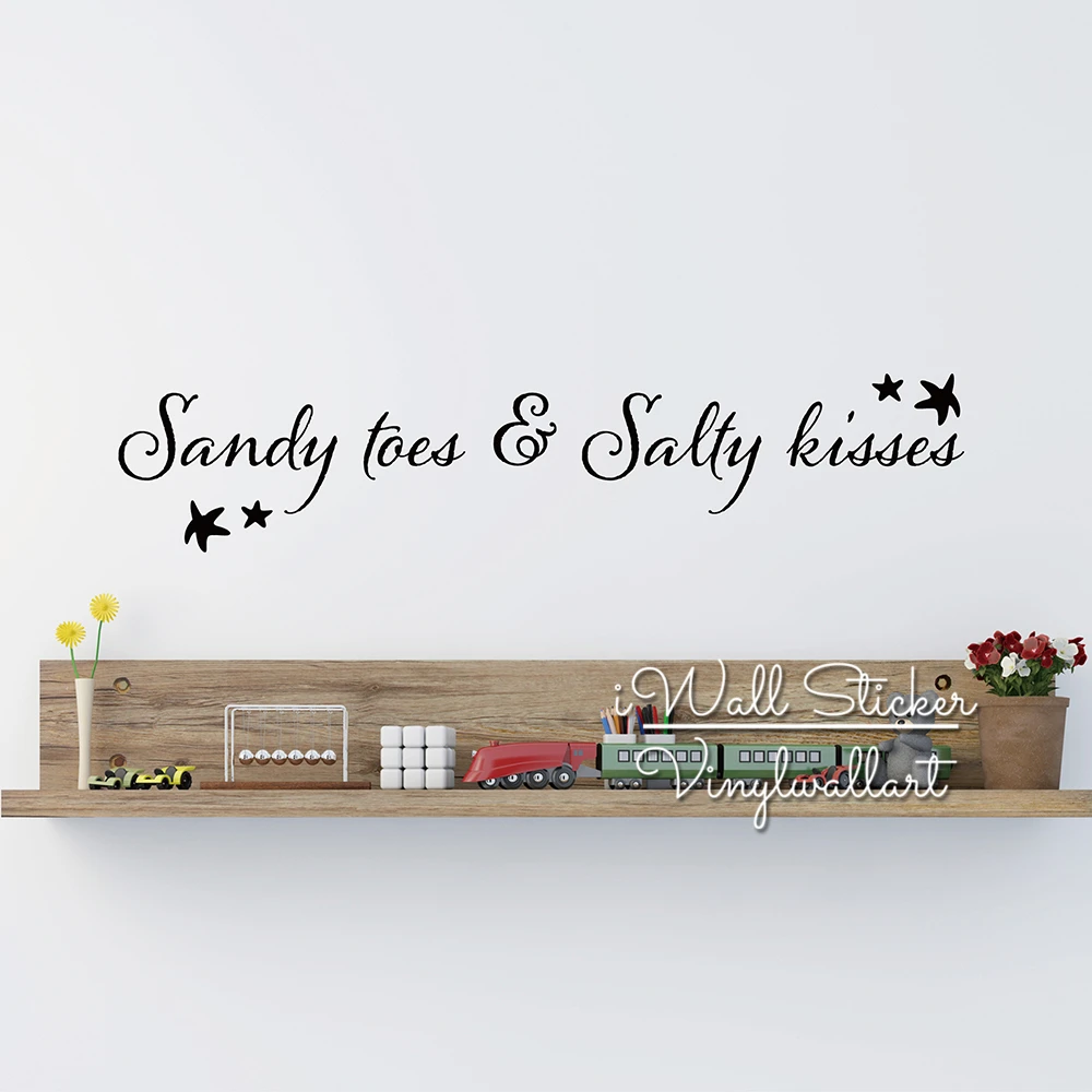 Sandy Toes & Salty Kisses Quotes Wall Decal Beach Quote Wall Sticker