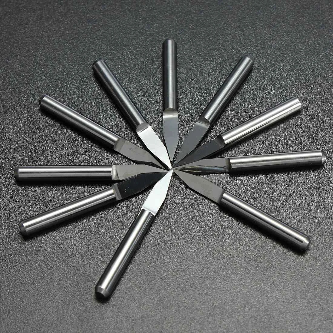 

10Pcs/Box 0.3mm 30 Degree Carbide PCB Board Acrylic ABS Copper Engraving Bits CNC Router Tool V-shape For Wood PVC MDF