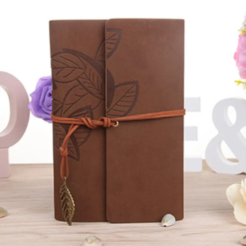 Leather Blank Spiral Notebook Diary Notepad Vintage PU Leather Note Book Creative Leather Cover Ring Binder Kraft Paper Notepad - Цвет: Coffee