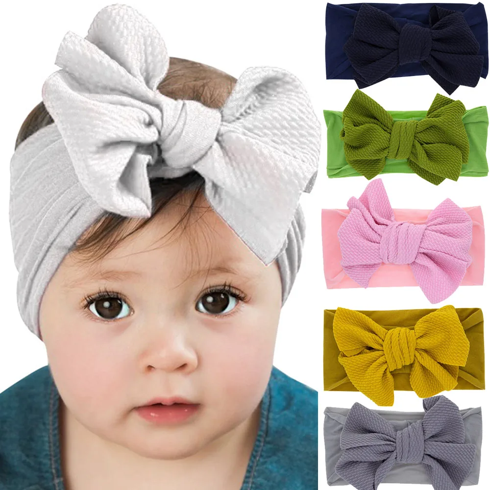 

Large Bow Nylon Headband Children Girls Soft Elastic Hair Bands Head Wrap For Newborn Baby Kids Turban Headwear Hair Accessories