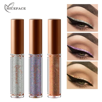 

NICEFACE Metallic Glitter Eyeliner Pen Colorful Waterproof Long Lasting Liquid Eyeliner Makeup Diamond High Shining Eye Liner