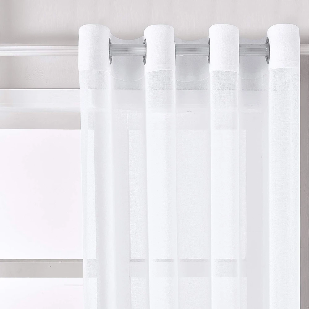 Cortinas de tul de ventana de cortina de hilo blanco sólido de Europa para sala de estar cocina tratamientos de ventana modernos cortina de gasa