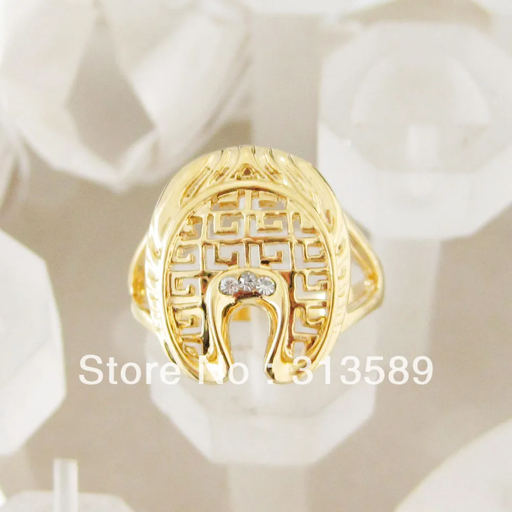 

NEW HORSESHOE YELLOW GOLD GP OVERLAY FILLED BRASS RING SZ 6 to 9/GREAT GIFT/