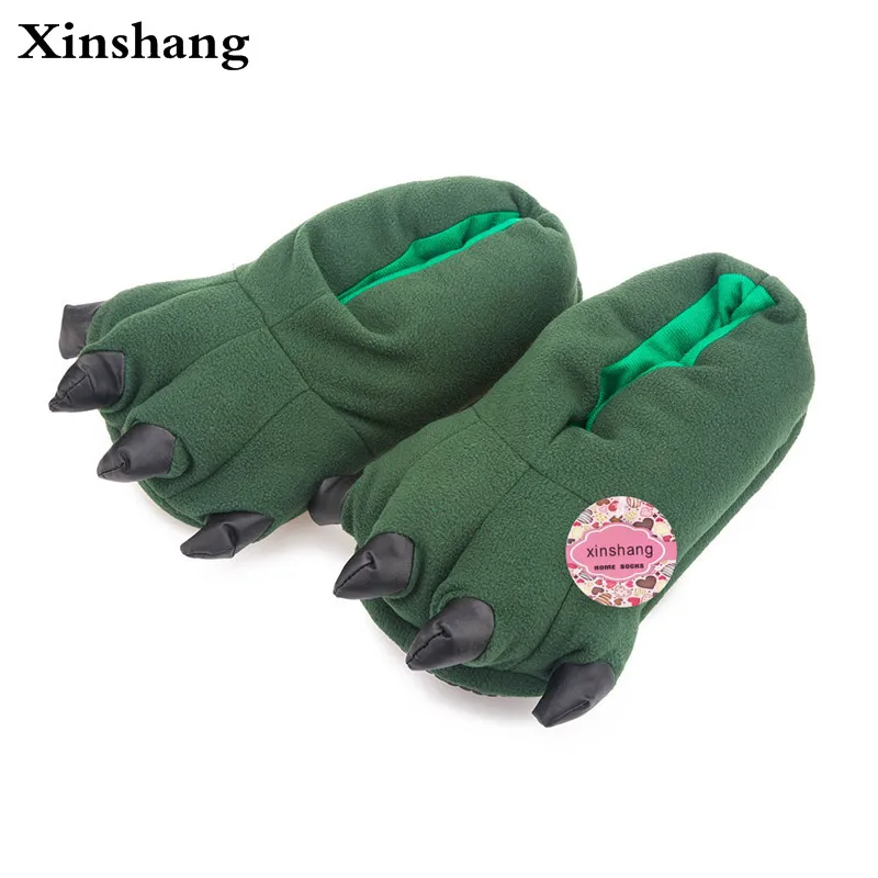 

2017 Winter Warm Soft indoor floor Slippers Women Men Children Shoes Paw Funny Animal Christmas Monster Dinosaur Claw Plush Home