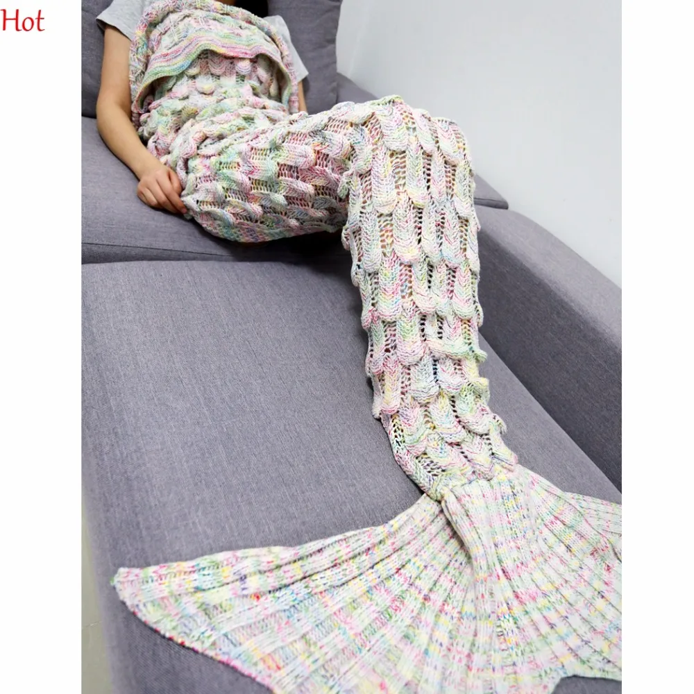 Reading Wrap Sweater Handmade Knit Crochet Mermaid Tail Cover Blanket Adult Sleeping Sofa Blanket Scales Dress Sweater SVB030792