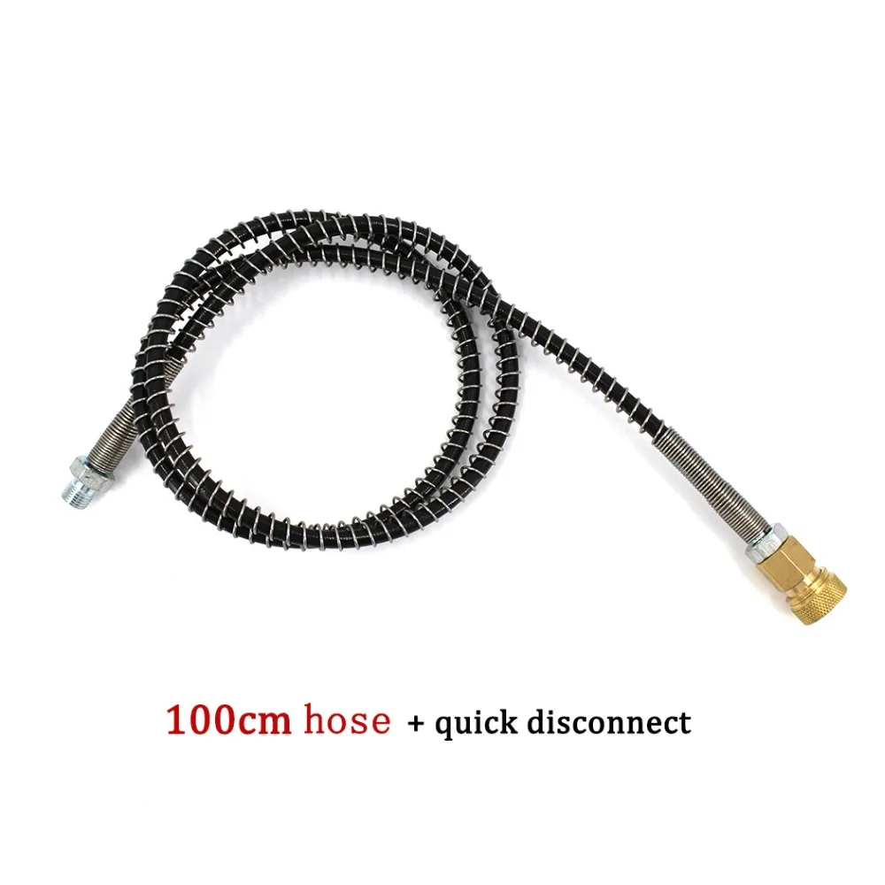 

High Pressure Hose with Spring Wrapped 100cm Long M10x1 Male Thread PCP Airforce Pneumatics Air Refilling Pump Nylon Black Hose
