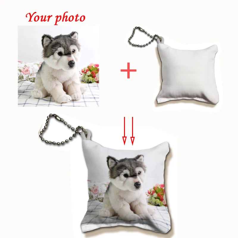 5 pieces Customize Mini Pillow with Keychain Soft Custom Print Square Pendant Logo Photo Decorate for Bag Cute Gift Dropshipping