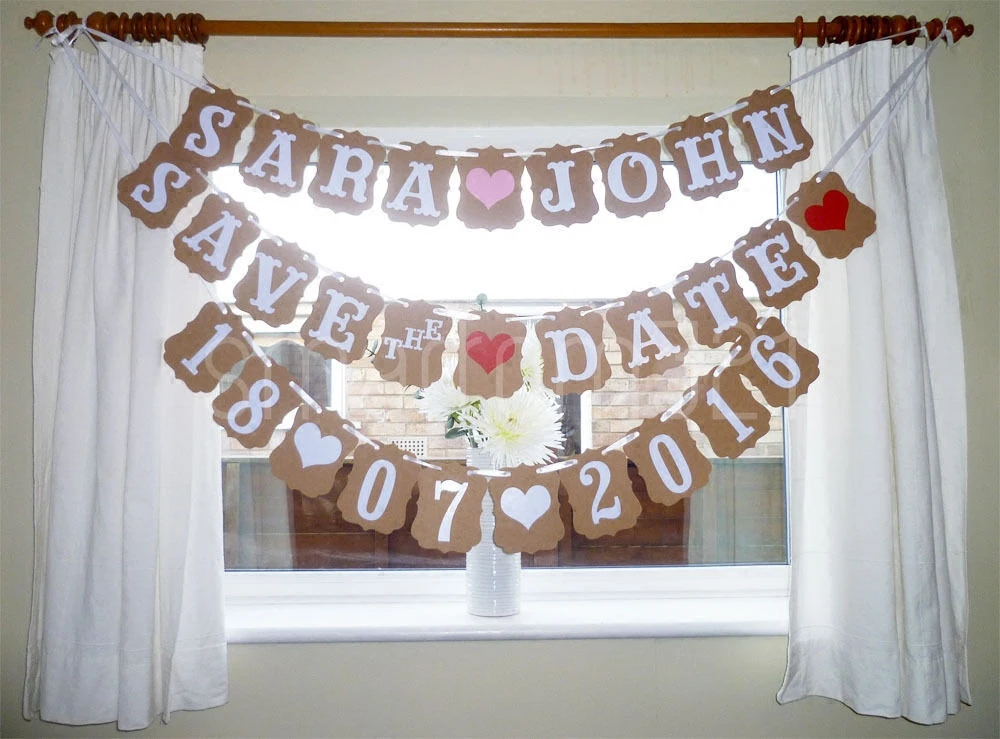 Настроить дату овсянка баннер Сохранить Дату Свадьбы знак День рождения украшения реквизит для фотосессии