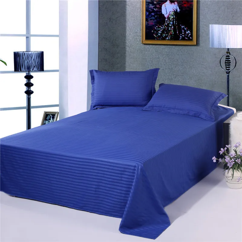 Модные хлопковые простыни для безбортовой кровати, белые, синие, красные кровати на подкладке для отеля, постельные принадлежности, полный размер королевского размера, простыня с наволочкой, лензол - Цвет: bl