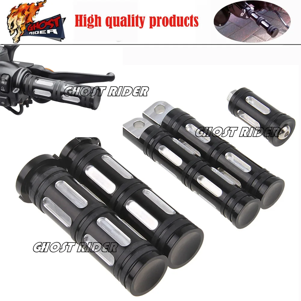 

Hot CNC Motorcycle Edge Cut Foot Pegs+1''Handlebar Grips Protaper+Shifter Peg fits for Harley Davidson Iron 883 XL883N Touring B