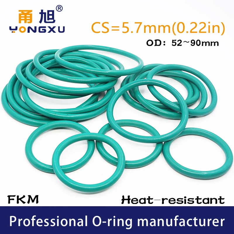 

Green FKM Rubber fluororubber O-rings Seals CS5.7mm OD52/55/60/62/65/70/75/80/85/90*5.7mm Seal Gasket Fuel sealing Rings Washer