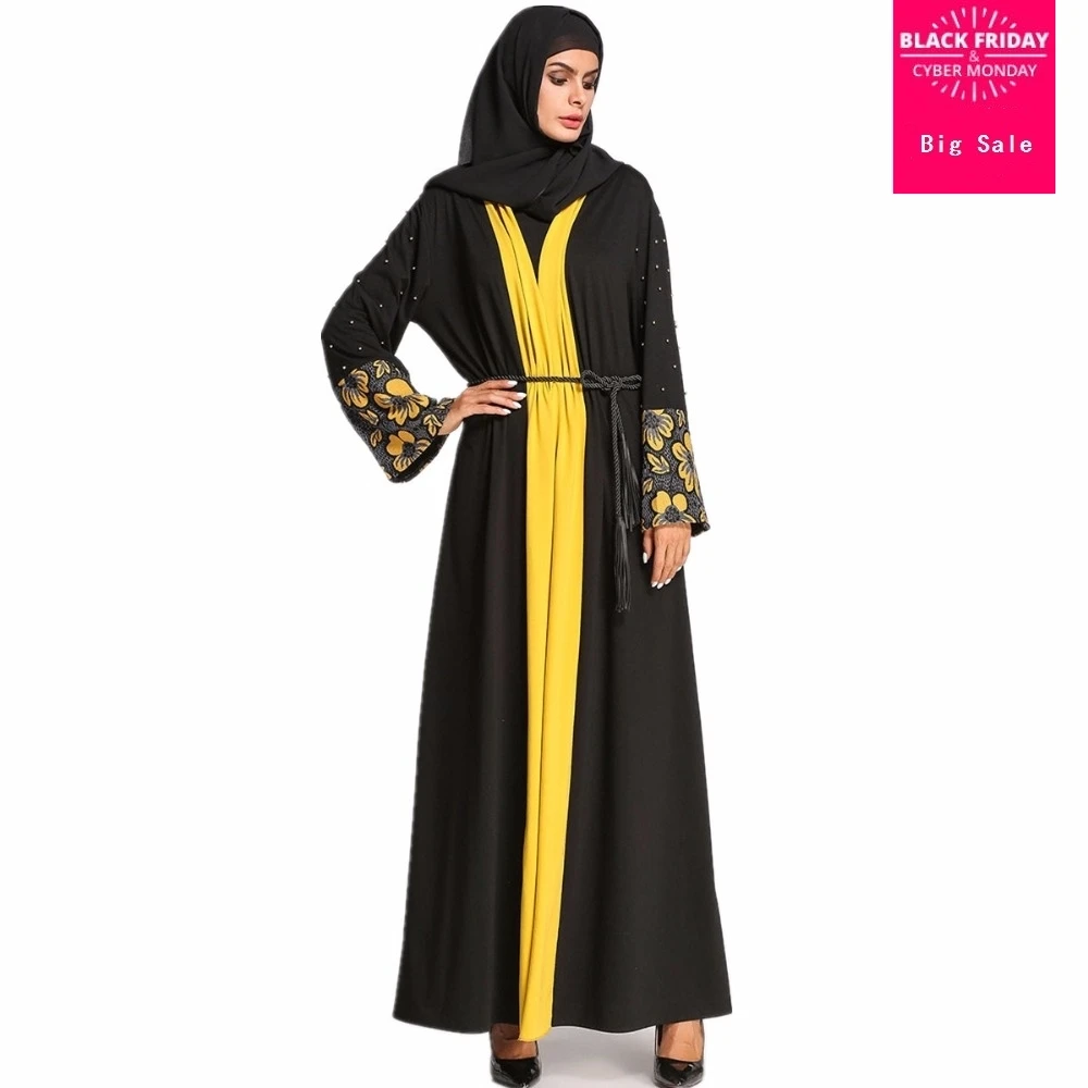 Buy Muslim Adult Fashion Beading hit color Robe