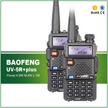 2PCS/LOT Tri-Power 8W/4W/1W Black Dual Band VHF UHF Commercial CB Walkie Talkie UV-5R Plus+Free Earphone
