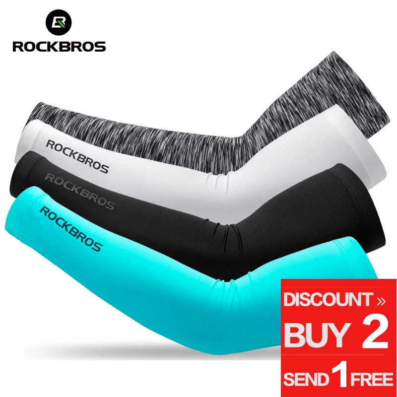 ROCKBROS Cycling Ice Fabric Running Camping Arm Warmers Basketball Sleeve Arm Sleeve Outdoor Sports Sleeves Summer Safety Gear
