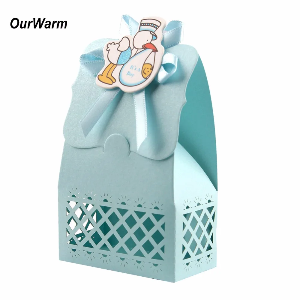 Ourwarm 48 шт. Baby Shower сувениры и подарки сумка Бумага коробка конфет для ребенка душ Аксессуары мальчик девочка День рождения поставки