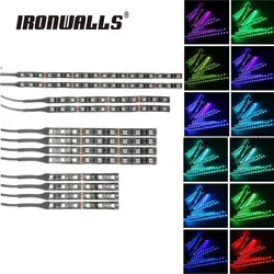 Ironwalls шт. 12 шт. RGB 15 цветов автомобиля декоративная световая полоса беспроводной пульт дистанционного В управления Вт 12 в 10 Вт универсальный