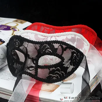

Wholesale Lady's beautiful Venice Lace Masks Fashion show mask Cosplay Halloween Party Bar props 20g/piece black white red