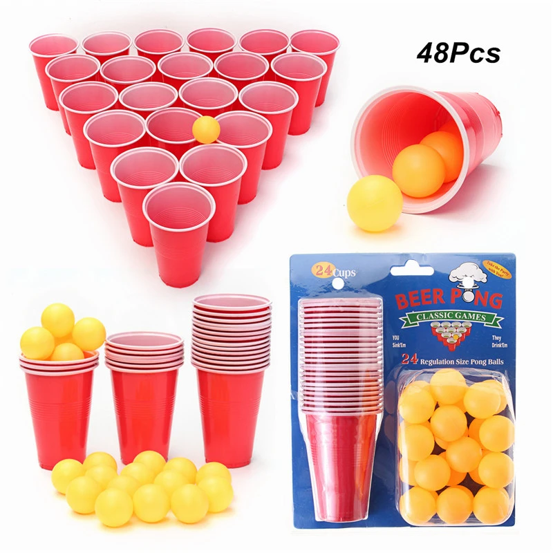 Komonee Beer Pong Set 48 Pcs American Adult Indoor Novelty Drinking Game 24 Cups and 24 Orange Balls Komonee Beer Pong Set 48 Pcs American Adult Indoor Novelty Drinking Game 24 Cups and 24 Orange Balls