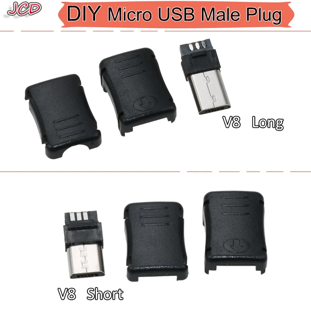 JCD Micro USB разъем Мужской Micro usb-коннектор с портом Jack для 2,0 5PIN 5 контактный разъем V8 с Пластик крышка чехол-накладка на заднюю панель из «сделай сам»