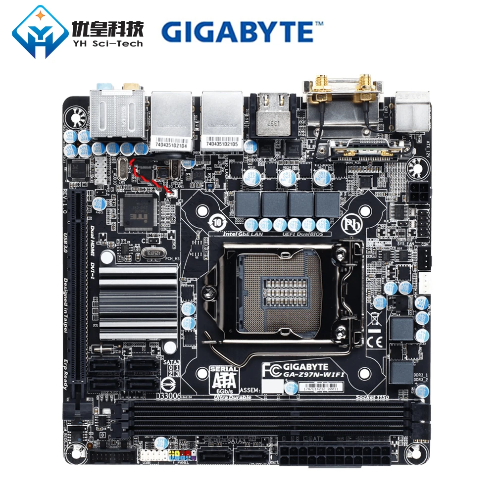 

Original Used Desktop Motherboard Gigabyte GA-Z97N-WIFI Z97 LGA 1150 Core i7 i5 i3 DDR3 16G SATA3 USB3.0 DVI HDMI Mini-ITX