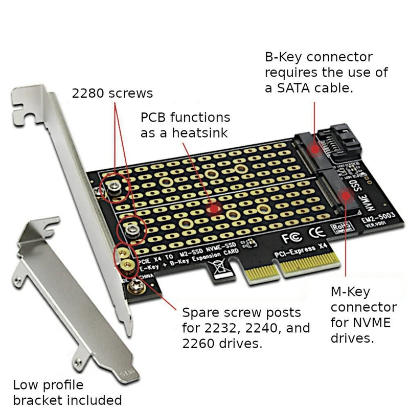 Pcie для M2/M.2 адаптер M.2 Ngff на рабочем столе Pcie X4 X8 X16 Nvme Sata двухсторонний диск адаптер PCI Express карты