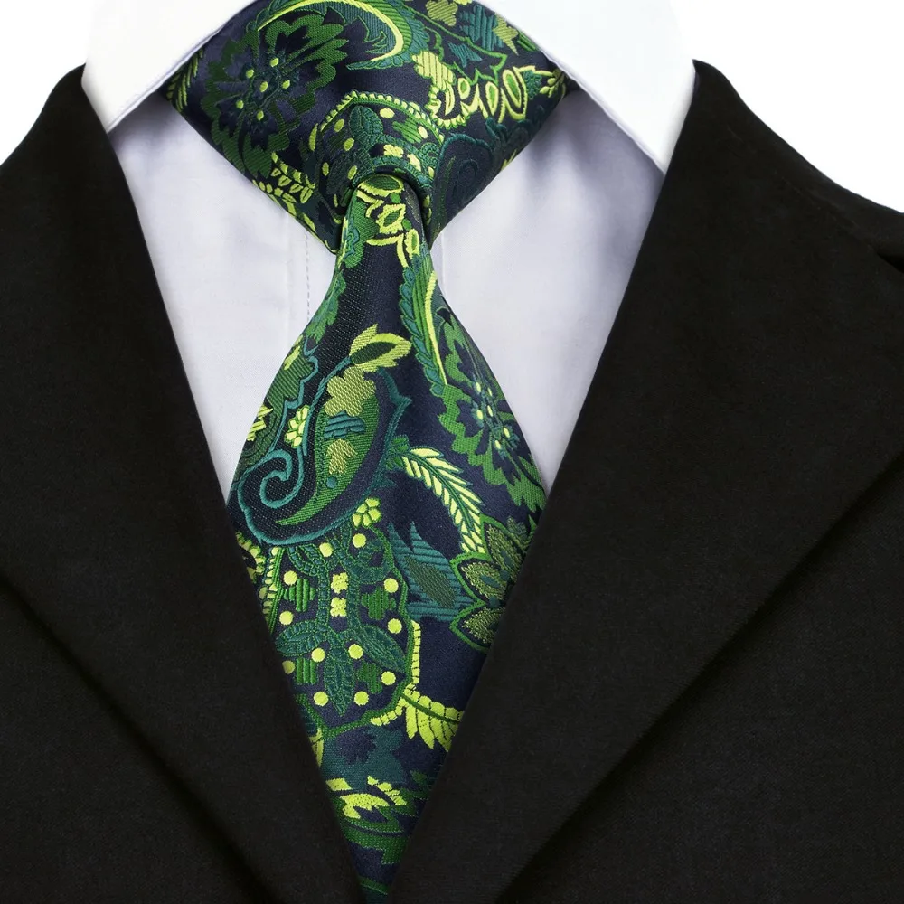 A-1444 New Arrival Silk Neck Ties For Men Wedding Business Suits Brand Hi-tie Fashion Mens Ties Green Navy Yellow Floral Ties