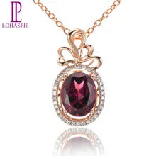 LP Твердый 18 К 750 розовое золото 2.26ct натуральный драгоценный камень родолит гранат и бриллианты кулон для женщин ювелирные изделия с бриллиантами