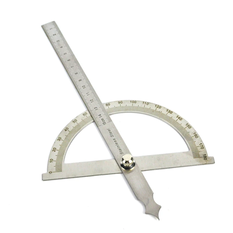 

0-180 Degree Angle Ruler Round Head Rotary Protractor 150mm Adjustable Universal Stainless Steel Measuring Tool