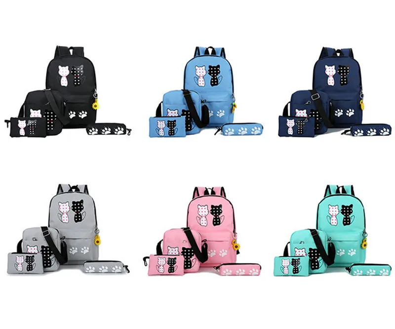Sac à dos fille toile 4 pièces 2