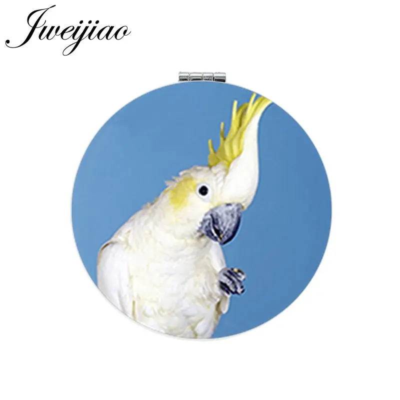JWEIJIAO художественное изображение птички на ветке круглое зеркало для макияжа из искусственной кожи компактное складное мини-зеркало 1X/2X увеличительное карманное зеркало - Цвет: B773
