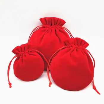

2019 New Red Traditional Velvet Pouches Gift Cases Velvet Pouches Jewelry Packaging Display Drawstring Packing Gift Bags & Pouch