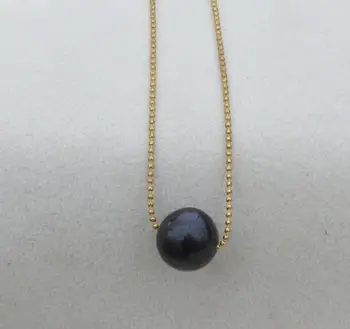 

real photos AAA 9.5MM SOUTH SEA BLACK PEARL NECKLACE 925silver
