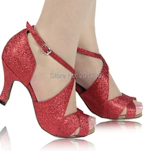 ; женские красные блестки для Бальных и латиноамериканских танцев; Танцевальная обувь для сальсы; все размеры