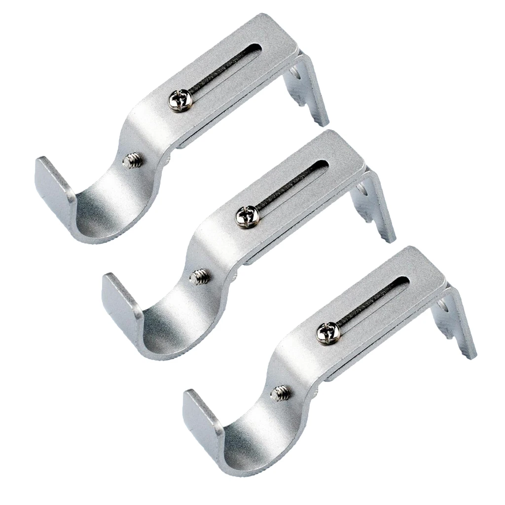Set of 3 Adjustable Metal Drapery Curtain Rod Bracket Holder for 25mm Rod,Sturdy Steel Curtain Rod Holder Accessories